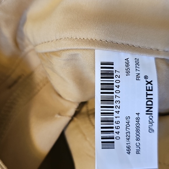 Zara Women's Tan Cotton Trousers, High-Waisted, Wide-Leg, Size Small. - Picture 15 of 16